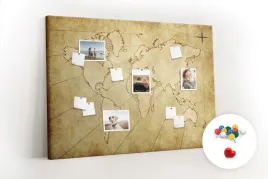 tablica-korek-drewniana-pinezki-stara-mapa-swiata