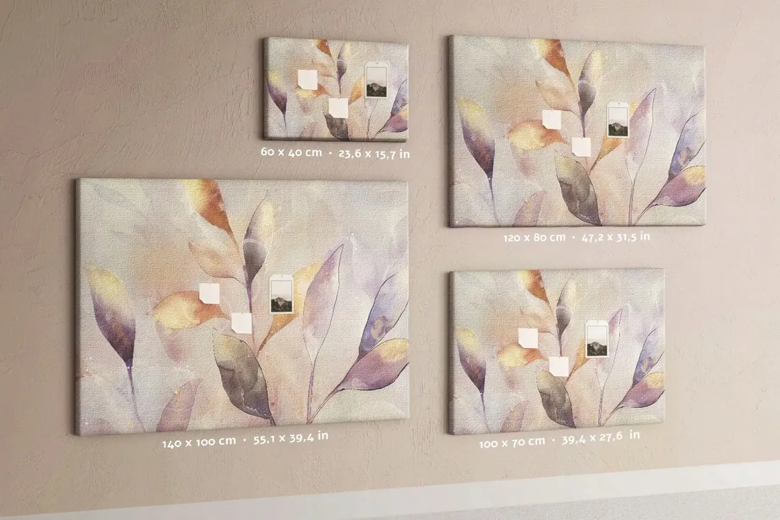 tablica-korek-canvas-pinezki-rosliny-akwarela