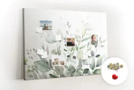tablica-korkowa-do-kuchni-pinezki-rosliny-liscie