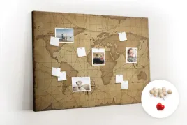 tablica-korek-pinezki-mapa-swiata-vintage