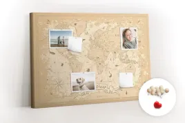tablica-korkowa-drewno-pinezki-vintage-mapa-swiata