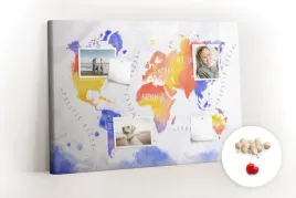 obraz-canvas-tablica-korkowa-akwarela-mapa-swiata