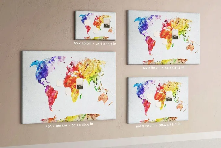 tablica-korek-obraz-pinezki-mapa-akwarelowa-stan-opakowania-oryginalne