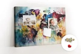obraz-canvas-tablica-korkowa-akwarelowa-mapa