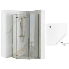 kabina-diamond-90x90-zlota-prysznicowa-brodzik-rea-bialy-pieciokatny