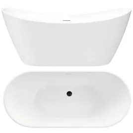 wanna-wolnostojaca-160cm-akrylowa-biala-rea-ferrano-nowoczesna-czarny-korek