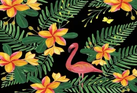 fototapeta-flizelinowa-kwiaty-flamingi-104x70