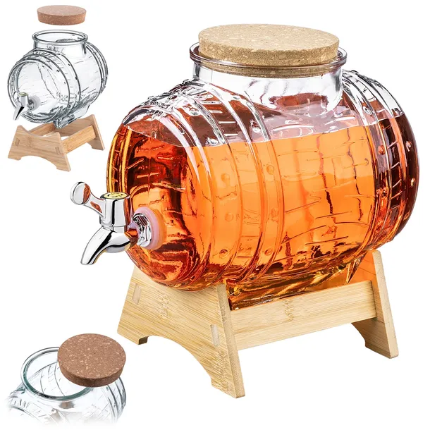 BECZKA BECZUŁKA 3L ANTAŁEK KARAFKA SZKLANA Z KRANIKIEM BIMBER WHISKY WINO