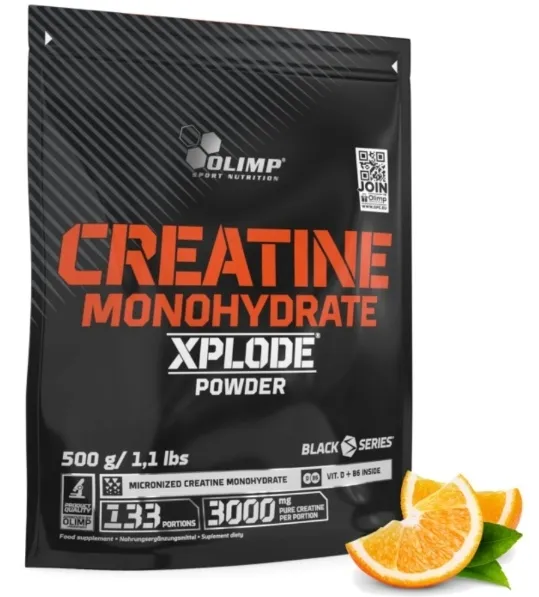 OLIMP CREATINE MONOHYDRATE XPLODE 500G KREATYNA MINERAŁY pomarańczowy