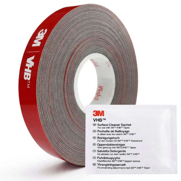 6mm x 5m / 3M VHB GPH-160 DWUSTRONNA TAŚMA AKRYLOWA 1,6mm + czyścik 3M