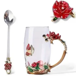 elegancka-filizanka-do-herbaty-lyzeczka-czerwona-roza-szklany-kubek-350ml