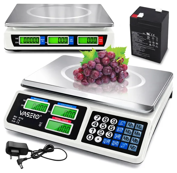 Bezprzewodowa Waga Elektryczna Sklepowa Gastronomiczna LCD 40kg Akumulator
