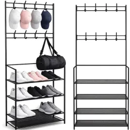 wieszak-na-ubrania-buty-stojak-metalowy-czarny-haczyki-polki-loft-garderoba