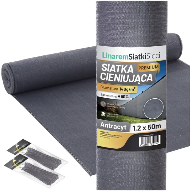 SIATKA CIENIUJĄCA 1,2x50m MASKUJĄCA 90% OSŁONA MATA NA OGRODZENIE PŁOT +UV