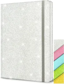 brokatowy-notatnik-a5-srebrny-160-stron-dziennik-z-gumka-twarda-okladka