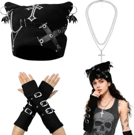 zestaw-gotycki-y2k-czapka-kocie-uszy-rekawiczki-naszyjniki-akcesoria