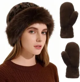 damski-zestaw-zimowy-czapka-futrzana-rekawiczki-kompletny-brazowy