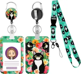 smycz-z-uchwytem-na-identyfikator-chowany-zestaw-3-w-1-czarny-kot