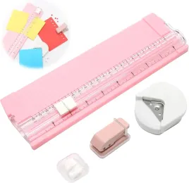 maly-zestaw-do-ciecia-papieru-a4-krajarka-dziurkacz-zaokraglacz-rozowy