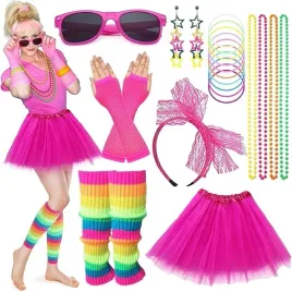 ackesoria-kostium-lata-80-retro-disco-neon-spodniczka-zestaw