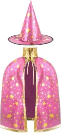 peleryna-czarodzieja-kapelusz-kostium-dzieci-halloween-rozowy