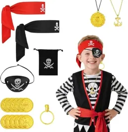 zestaw-piracki-akcesoria-8el-opaska-monety-kapitan-pirat-dla-dzieci
