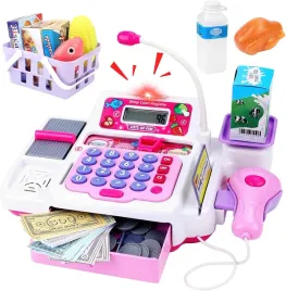 kasa-fiskalna-dla-dzieci-sklep-supermarket-skaner-mikrofon-koszyk-rozowa