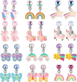 12x-kolczyki-dla-dzieci-na-klipsy-jednorozec-tecza-syrena-bezpieczenstwo