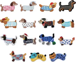 naszywki-do-naprasowania-zestaw-15-sztuk-pieski-jamnik-haftowane-urocze