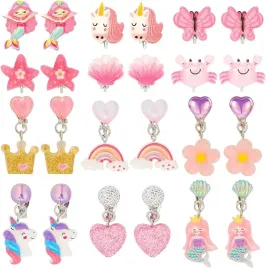 12-par-kolczykow-klipsow-dla-dziewczynek-syrenka-jednorozec-bezpieczne