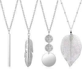 zestaw-4-srebrnych-naszyjnikow-damskich-dlugie-zawieszki-boho-pioro-lisc