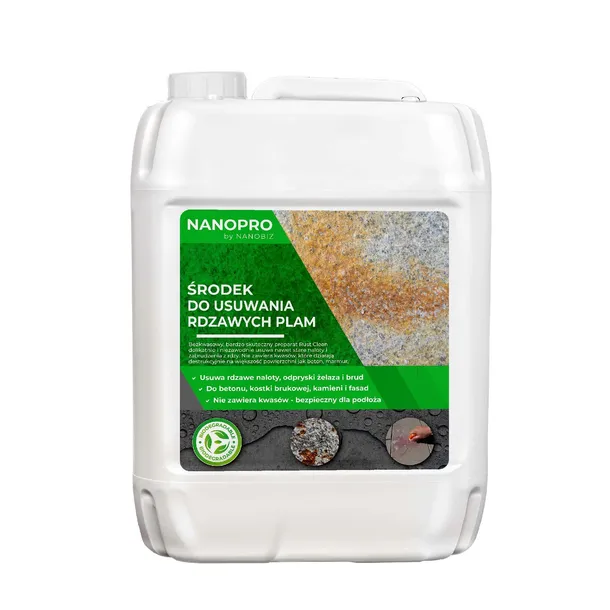 NANOPRO Preparat do Usuwania Rdzy 10L Bezpieczny dla bruku i kamienia