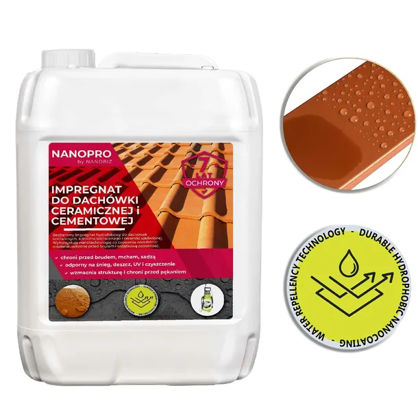 Impregnat do Dachówki ceramicznej szkliwionej 10L=100m² NANOPRO glazurowana