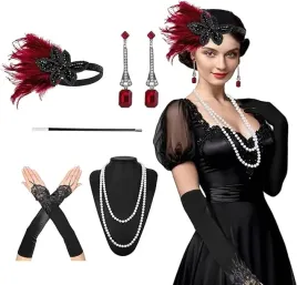 akcesoria-kostium-stroj-lata-20-gatsby-perly-rekawiczki-kolczyki-zestaw-5w1
