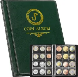 album-na-monety-120-miejsc-do-25mm-etui-kolekcjonerskie-ksiazka-zielony