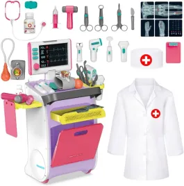 duzy-zestaw-lekarski-dla-dzieci-wozek-medyczny-z-akcesoriami-fartuch-3