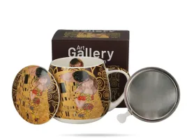 kubek-barylka-z-zaparzaczem-430-ml-pocalunek-klimt-brazowy-porcelana-duo