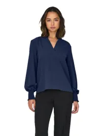 only-bluzka-damska-15284309-granatowa-z-dlugim-rekawem-elegancka-gladka