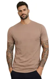 t-shirt-koszulka-meska-bezowa-bez-logo-basic-klasyczna-bawelniana-wygodna