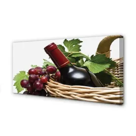 obraz-na-plotnie-kosz-winogrona-wino-100x50-cm