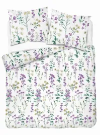 posciel-flanelowa-160x200-biala-w-kwiaty-fioletowo-zolte-pastel-flowers