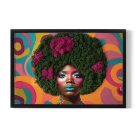 obraz-mech-chrobotek-rama-kobieta-z-afro-60x40