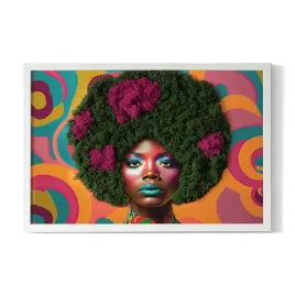 obraz-mech-chrobotek-rama-kobieta-z-afro-60x40
