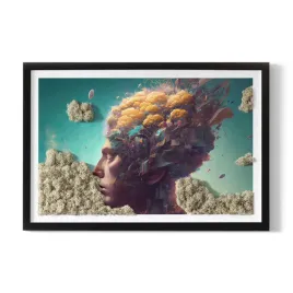 obraz-z-mchu-mezczyzna-z-glowa-w-chmurach-60x40