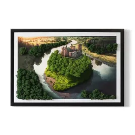 obraz-z-mchu-chrobotek-zamek-na-wzgorzu-60x40