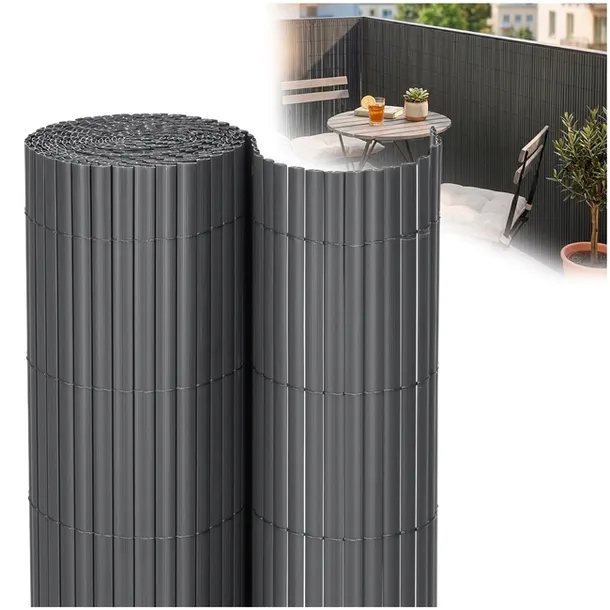 Osłona PVC maskująca na balkon, taras, ogrodzenie 400x100 cm ciemnoszara