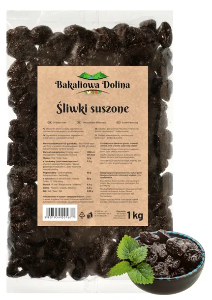 Śliwki suszone 1kg 1000g bez pestek do pieczenia schabu owsianki przekąska