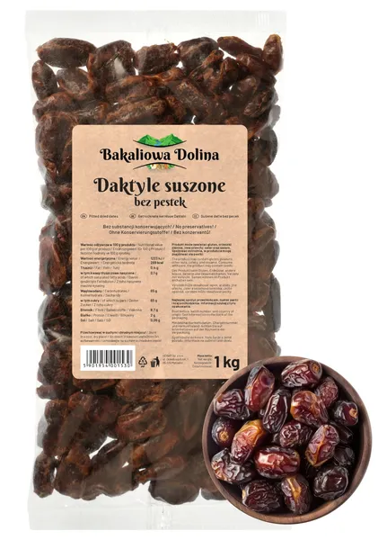 DAKTYLE SUSZONE BEZ PESTEK 1 KG (1000 G) NATURALNE ŚWIEŻE DUŻE SŁODKIE DESER