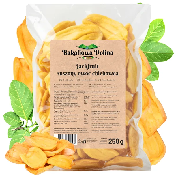 JACKFRUIT 250G CHLEBOWIEC SUSZONY ZDROWA PRZEKĄSKA BEZ DODATKU CUKRU