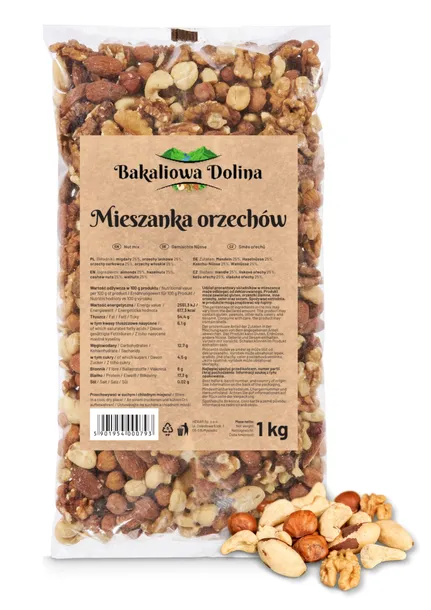 MIESZANKA ORZECHÓW 1 kg ORZECHY MIX NATURALNA PRZEKĄSKA IDEALNE DO CIAST